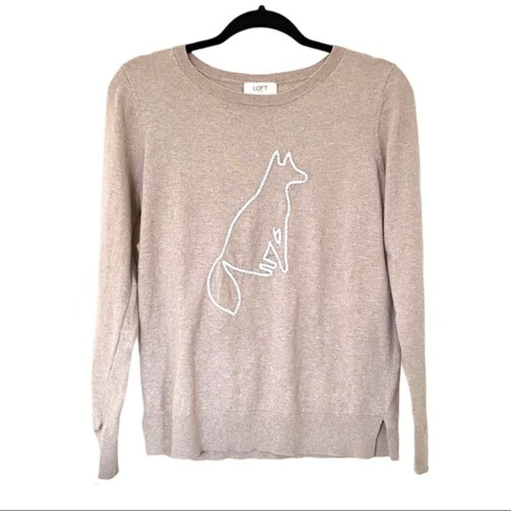 Loft FOX CREW NECK SWEATER